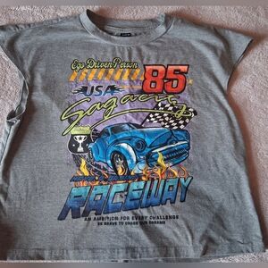 Shein Cutoff Muscle Shirt Petite Small Racecar Graphic